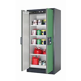 Sicherheitsschrank Typ 90 asecos Q-CLASSIC-90, Flügeltüren, Front Resedagrün, B 893 x T 615 x H 1953 mm