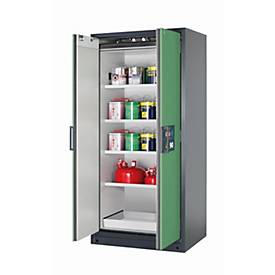 Sicherheitsschrank Typ 90 asecos Q-CLASSIC-90, Flügeltüren, Front Resedagrün, B 893 x T 615 x H 1953 mm