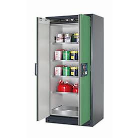 Sicherheitsschrank Typ 90 asecos Q-CLASSIC-90, Flügeltüren, Front Resedagrün, B 893 x T 615 x H 1953 mm