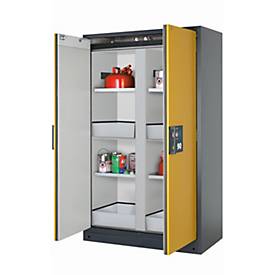 Sicherheitsschrank Typ 90 asecos Q-CLASSIC-90, Flügeltüren, Front Sicherheitsgelb, B 1193 x T 615 x H 1953 mm