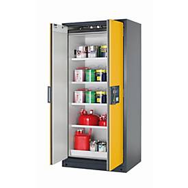 Sicherheitsschrank Typ 90 asecos Q-CLASSIC-90, Flügeltüren, Front Sicherheitsgelb, B 893 x T 615 x H 1953 mm