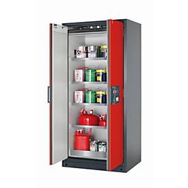 Sicherheitsschrank Typ 90 asecos Q-CLASSIC-90, Flügeltüren, Front Verkehrsrot, B 893 x T 615 x H 1953 mm