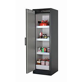 Sicherheitsschrank Typ 90 asecos Q-PEGASUS-90, Flügeltür mit Schließ-Automatik, Anschlag links, Front Lichtgrau, B 599 x T 615 x H 1953 mm