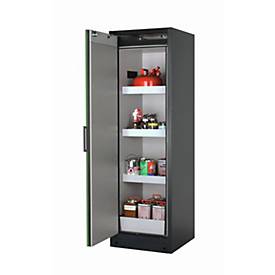 Sicherheitsschrank Typ 90 asecos Q-PEGASUS-90, Flügeltür mit Schließ-Automatik, Anschlag links, Front Resedagrün, B 599 x T 615 x H 1953 mm