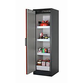 Sicherheitsschrank Typ 90 asecos Q-PEGASUS-90, Flügeltür mit Schließ-Automatik, Anschlag links, Front Verkehrsrot, B 599 x T 615 x H 1953 mm