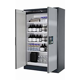 Sicherheitsschrank Typ 90 asecos Q-PEGASUS-90, Flügeltüren mit Schließ-Automatik, Einhandbedienung, Front asecos Silber, B 1193 x T 615 x H 1953 mm