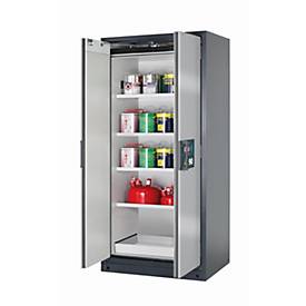 Sicherheitsschrank Typ 90 asecos Q-PEGASUS-90, Flügeltüren mit Schließ-Automatik, Einhandbedienung, Front asecos Silber, B 893 x T 615 x H 1953 mm