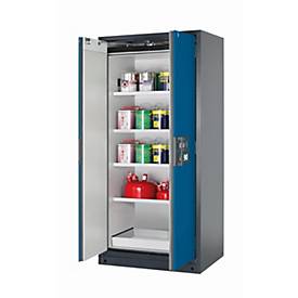 Sicherheitsschrank Typ 90 asecos Q-PEGASUS-90, Flügeltüren mit Schließ-Automatik, Einhandbedienung, Front Enzianblau, B 893 x T 615 x H 1953 mm