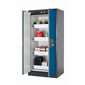 Sicherheitsschrank Typ 90 asecos Q-PEGASUS-90, Flügeltüren mit Schließ-Automatik, Einhandbedienung, Front Enzianblau, B 893 x T 615 x H 1953 mm