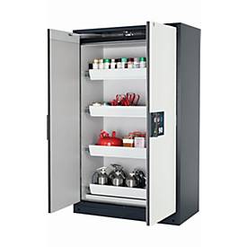 Sicherheitsschrank Typ 90 asecos Q-PEGASUS-90, Flügeltüren mit Schließ-Automatik, Einhandbedienung, Front Reinweiß, B 1193 x T 615 x H 1953 mm