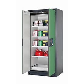 Sicherheitsschrank Typ 90 asecos Q-PEGASUS-90, Flügeltüren mit Schließ-Automatik, Einhandbedienung, Front Resedagrün, B 893 x T 615 x H 1953 mm