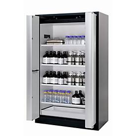 Sicherheitsschrank Typ 90 asecos Q-PHOENIX-90, Falttüren, Front Lichtgrau, B 1193 x T 615 x H 1953 mm