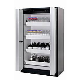 Sicherheitsschrank Typ 90 asecos Q-PHOENIX-90, Falttüren, Front Lichtgrau, B 1193 x T 615 x H 1953 mm