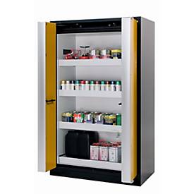 Sicherheitsschrank Typ 90 asecos Q-PHOENIX-90, Falttüren, Front Sicherheitsgelb, B 1193 x T 615 x H 1953 mm