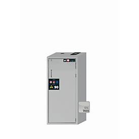 Sicherheitsschrank Typ 90 asecos S-CLASSIC-90, Flügeltür mit Türfeststellanlage, Anschlag rechts, Front Lichtgrau, B 596 x T 616 x H 1298 mm