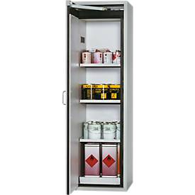 Sicherheitsschrank Typ 90 asecos S-CLASSIC-90, Flügeltür mit Türfeststellanlage, B 596 x T 616 x H 1968 mm, lichtgrau RAL 7035