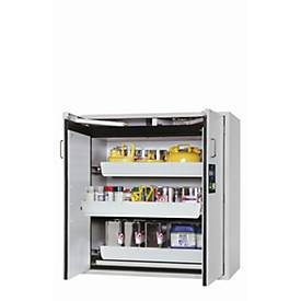 Sicherheitsschrank Typ 90 asecos S-CLASSIC-90, Flügeltüren mit Türfeststellanlage, Front Lichtgrau, B 1196 x T 616 x H 1298 mm