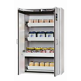 Sicherheitsschrank Typ 90 asecos S-CLASSIC-90, Flügeltüren mit Türfeststellanlage, Front Lichtgrau, B 1196 x T 616 x H 1968 mm