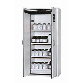 Sicherheitsschrank Typ 90 asecos S-CLASSIC-90, Flügeltüren mit Türfeststellanlage, Front Lichtgrau, B 896 x T 616 x H 1968 mm