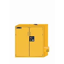 Sicherheitsschrank Typ 90 asecos S-CLASSIC-90, Flügeltüren mit Türfeststellanlage, Front Sicherheitsgelb, B 1196 x T 616 x H 1298 mm
