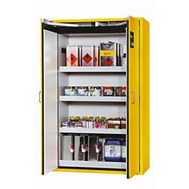 Sicherheitsschrank Typ 90 asecos S-CLASSIC-90, Flügeltüren mit Türfeststellanlage, Front Sicherheitsgelb, B 1196 x T 616 x H 1968 mm