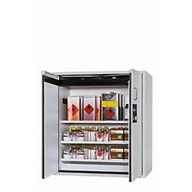 Sicherheitsschrank Typ 90 asecos S-PEGASUS-90, Flügeltüren mit Schließ-Automatik, Einhandbedienung, Front Lichtgrau, B 1196 x T 616 x H 1298 mm