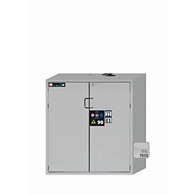 Sicherheitsschrank Typ 90 asecos S-PEGASUS-90, Flügeltüren mit Schließ-Automatik, Einhandbedienung, Front Lichtgrau, B 1196 x T 616 x H 1298 mm