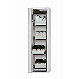 Sicherheitsschrank Typ 90 asecos S-PHOENIX Vol.2-90, Falttür mit Schließ-Automatik, Anschlag links, Front Lichtgrau, B 596 x T 616 x H 1968 mm