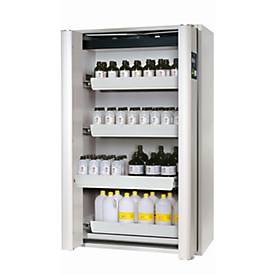 Sicherheitsschrank Typ 90 asecos S-PHOENIX Vol.2-90, Falttüren mit Einhand- und Schließ-Automatik, Front Lichtgrau, B 1196 x T 616 x H 1968 mm