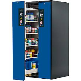 Sicherheitsschrank Typ 90 Asecos V-MOVE-90, 2 Vertikalauszüge, Anthrazitgrau/Enzianblau