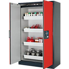 Sicherheitsschrank Typ 90, B 1200 mm, 4 Auszüge, verkehrsrot