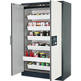 Sicherheitsschrank Typ 90, B 1200 mm, 6 Auszüge reinweiß