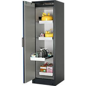 Sicherheitsschrank Typ 90, B 600 mm, Tür links, 4 Auszüge, enzianblau