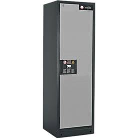 Sicherheitsschrank Typ 90, B 600 mm, Tür rechts, 6 Auszüge, asecos Silber