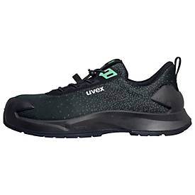 Sicherheitsschuhe Uvex 1 x-craft planet S1PL, Unisex-Halbschuh, EN ISO 20345:2022 + A1:2024, antistatisch, rutschfest, grün-schwarz, Weite 11, Größe 38