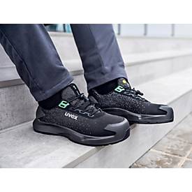 Sicherheitsschuhe Uvex 1 x-craft planet S1PL, Unisex-Halbschuh, EN ISO 20345:2022 + A1:2024, antistatisch, rutschfest, grün-schwarz, Weite 11, Größe 40