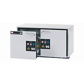 Sicherheitsunterbauschrank Typ 90 asecos UB-S-90, 2 Schubladen, Front Lichtgrau, B 1102 x T 574 x H 600 mm