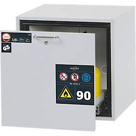 Sicherheitsunterbauschrank Typ 90 asecos UB-S-90, Schublade, Front Lichtgrau, B 593 x T 574 x H 600 mm