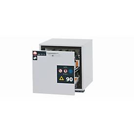 Sicherheitsunterbauschrank Typ 90 asecos UB-S-90, Schublade, Front Lichtgrau, B 593 x T 574 x H 600 mm