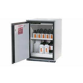 Sicherheitsunterbauschrank Typ 90 asecos UB-T-90, Flügeltür, Anschlag links, Front Lichtgrau, B 593 x T 600 x H 800 mm