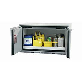 Sicherheitsunterbauschrank Typ 90 asecos UB-T-90, Flügeltüren, Front Lichtgrau, B 1102 x T 574 x H 600 mm