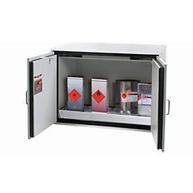 Sicherheitsunterbauschrank Typ 90 asecos UB-T-90, Flügeltüren, Front Lichtgrau, B 1102 x T 752 x H 800 mm