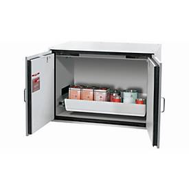 Sicherheitsunterbauschrank Typ 90 asecos UB-T-90, Flügeltüren, Front Lichtgrau, B 1102 x T 752 x H 800 mm