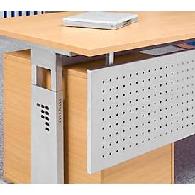 Sichtblende für Schreibtische, Metall, gelocht, silberfarben einbrennlackiert, B 1800 mm