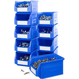 Sichtlagerkästen Serie LF221 SSI Schäfer, stapelbar, 2,7 l, 10 Stück, mit Nuten