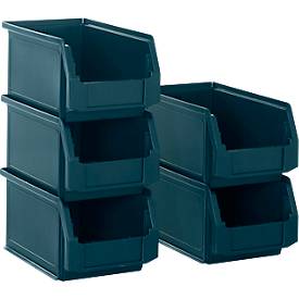 Sichtlagerkasten SSI Schäfer LF 221, Polypropylen, L 234 x B 150 x H 122 mm, 2,7 l, petrol, 5 Stück
