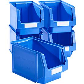 Sichtlagerkasten SSI Schäfer Serie PROFI LF 322, Polypropylen, L 343 x B 209 x H 200 mm, 10,4 l, blau, 5 Stück