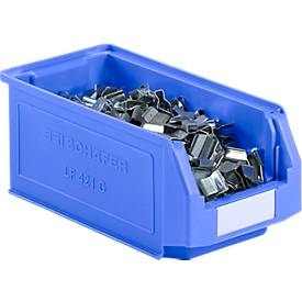 Sichtlagerkasten SSI Schäfer Serie PROFI LF 421, Polypropylen, L 380 x B 185 x H 154 mm, 7,8 l, blau