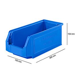 Sichtlagerkasten SSI Schäfer Serie PROFI LF 421, Polypropylen, L 380 x B 185 x H 154 mm, 7,8 l, blau