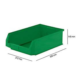 Sichtlagerkasten SSI Schäfer Serie PROFI LF 531, Polypropylen, L 500 x B 312 x H 145 mm, 16,5 l, grün